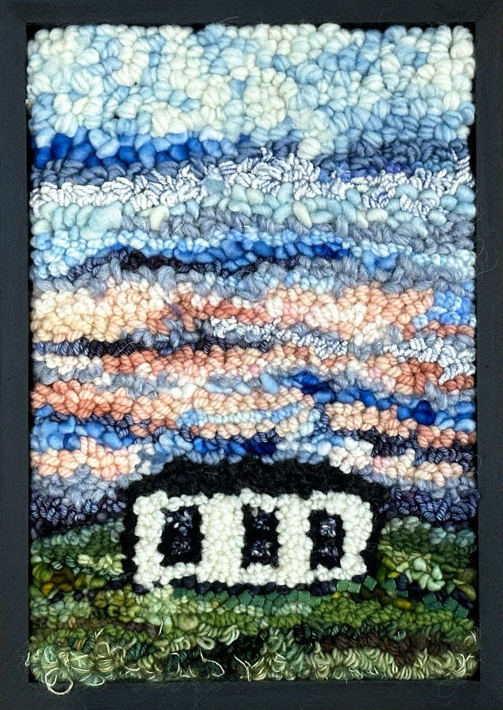 update alt-text with template Lone Sunset #3, 8.5" x 12" Framed-Rugs for sale-Deanne Fitzpatrick Rug Hooking Studio-Rug Hooking Kit -Rug Hooking Pattern -Rug Hooking -Deanne Fitzpatrick Rug Hooking Studio -Is rug hooking the same as punch needle?