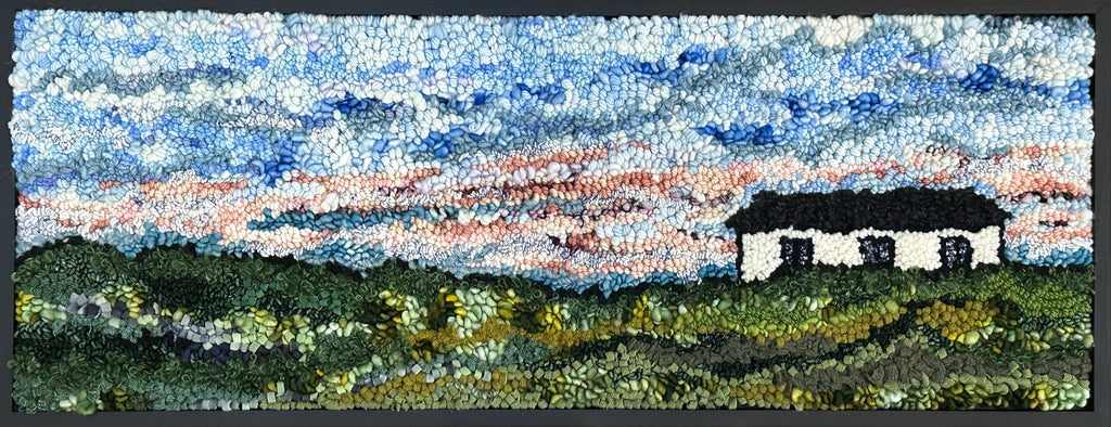 update alt-text with template Lone Sunset, Framed-Rugs for sale-Deanne Fitzpatrick Rug Hooking Studio-Rug Hooking Kit -Rug Hooking Pattern -Rug Hooking -Deanne Fitzpatrick Rug Hooking Studio -Is rug hooking the same as punch needle?