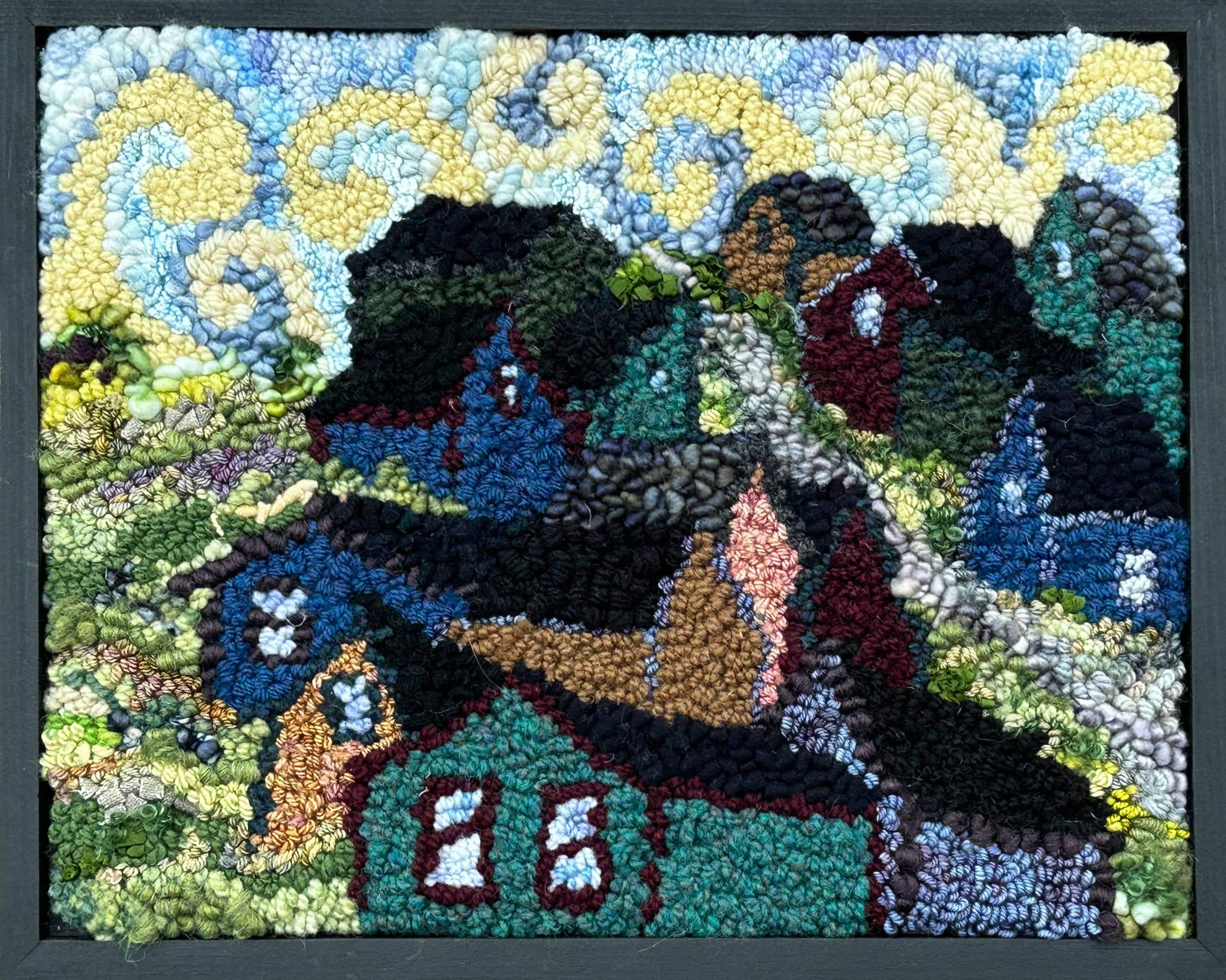 update alt-text with template Looking up from the Marsh 15" x 12" Framed-Rugs for sale-Deanne Fitzpatrick Rug Hooking Studio-Rug Hooking Kit -Rug Hooking Pattern -Rug Hooking -Deanne Fitzpatrick Rug Hooking Studio -Is rug hooking the same as punch needle?