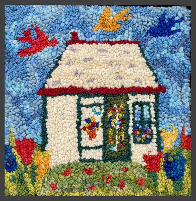 update alt-text with template Maud's House Small 13.25" x 13.25"-Rugs for sale-Deanne Fitzpatrick Rug Hooking Studio-Rug Hooking Kit -Rug Hooking Pattern -Rug Hooking -Deanne Fitzpatrick Rug Hooking Studio -Is rug hooking the same as punch needle?