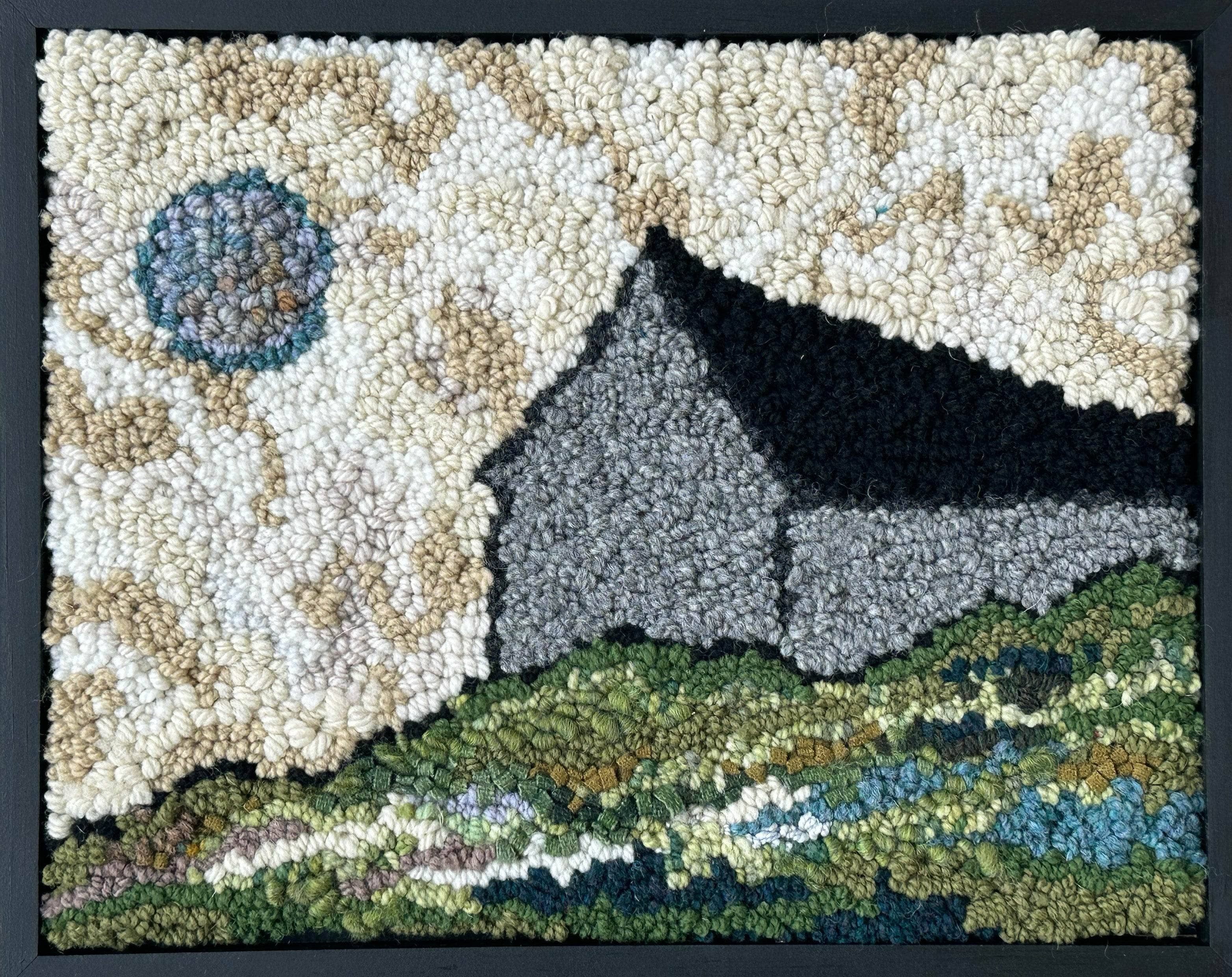 update alt-text with template Moon over the grey barn 12" x 13"-Rugs for sale-Deanne Fitzpatrick Rug Hooking Studio-Rug Hooking Kit -Rug Hooking Pattern -Rug Hooking -Deanne Fitzpatrick Rug Hooking Studio -Is rug hooking the same as punch needle?