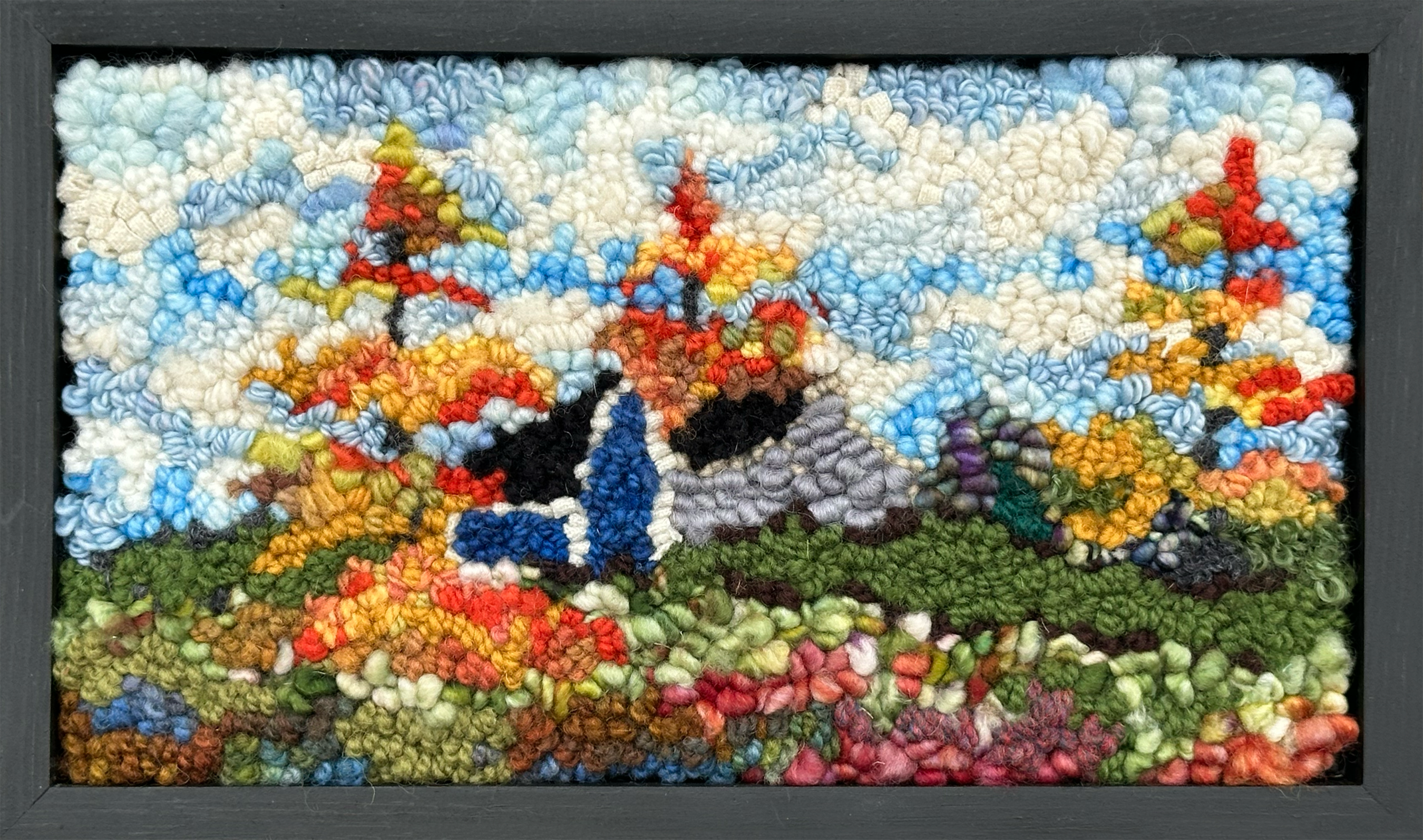 update alt-text with template Mystery of the colour change - 12.25" x 7.25" kit sample Framed-Rugs for sale-Deanne Fitzpatrick Rug Hooking Studio-Rug Hooking Kit -Rug Hooking Pattern -Rug Hooking -Deanne Fitzpatrick Rug Hooking Studio -Is rug hooking the same as punch needle?