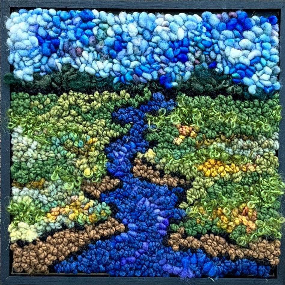 update alt-text with template Mystery of the Fundy River 8" x 8" kit or pattern-Rugs for sale-Deanne Fitzpatrick Rug Hooking Studio-Rug Hooking Kit -Rug Hooking Pattern -Rug Hooking -Deanne Fitzpatrick Rug Hooking Studio -Is rug hooking the same as punch needle?
