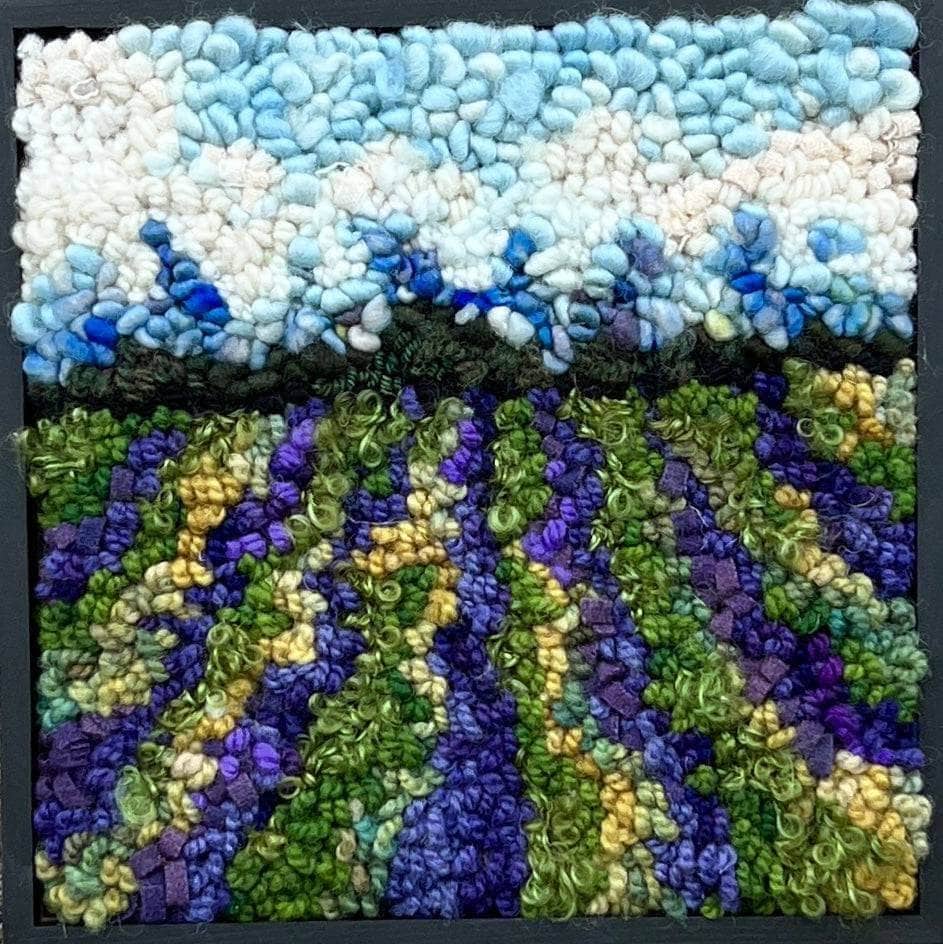 update alt-text with template Mystery of the Lavender Fields 8" x 8" kit or pattern-Rugs for sale-Deanne Fitzpatrick Rug Hooking Studio-Rug Hooking Kit -Rug Hooking Pattern -Rug Hooking -Deanne Fitzpatrick Rug Hooking Studio -Is rug hooking the same as punch needle?