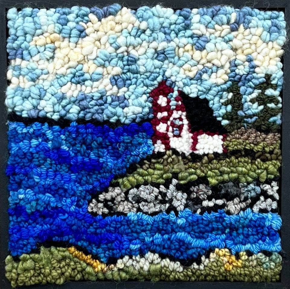 update alt-text with template Mystery of the light house 8" x 8" kit or pattern-Rugs for sale-Deanne Fitzpatrick Rug Hooking Studio-Rug Hooking Kit -Rug Hooking Pattern -Rug Hooking -Deanne Fitzpatrick Rug Hooking Studio -Is rug hooking the same as punch needle?