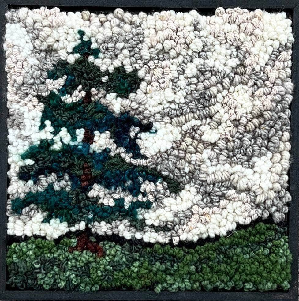 update alt-text with template Mystery of the Lone Pine 8" x 8" kit or pattern-Rugs for sale-Deanne Fitzpatrick Rug Hooking Studio-Rug Hooking Kit -Rug Hooking Pattern -Rug Hooking -Deanne Fitzpatrick Rug Hooking Studio -Is rug hooking the same as punch needle?