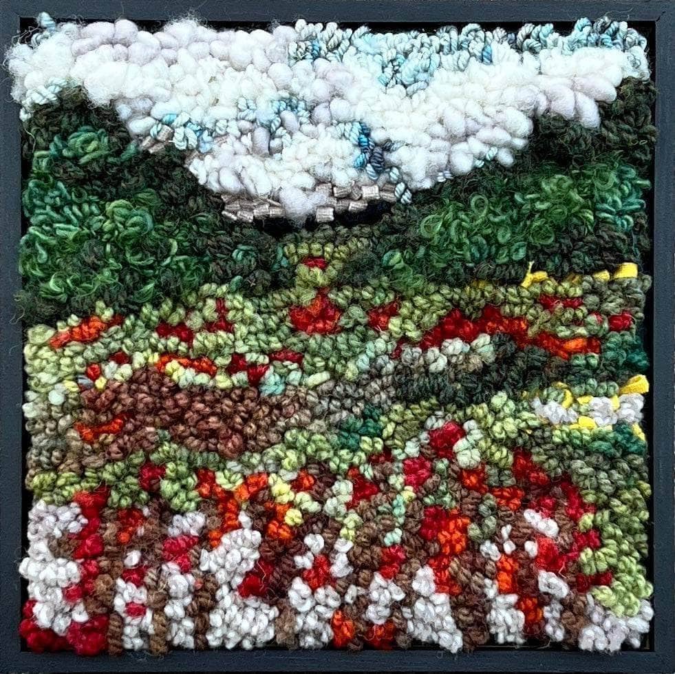 update alt-text with template Mystery of the Red Brambles 8" x 8" kit or pattern-Rugs for sale-Deanne Fitzpatrick Rug Hooking Studio-Rug Hooking Kit -Rug Hooking Pattern -Rug Hooking -Deanne Fitzpatrick Rug Hooking Studio -Is rug hooking the same as punch needle?