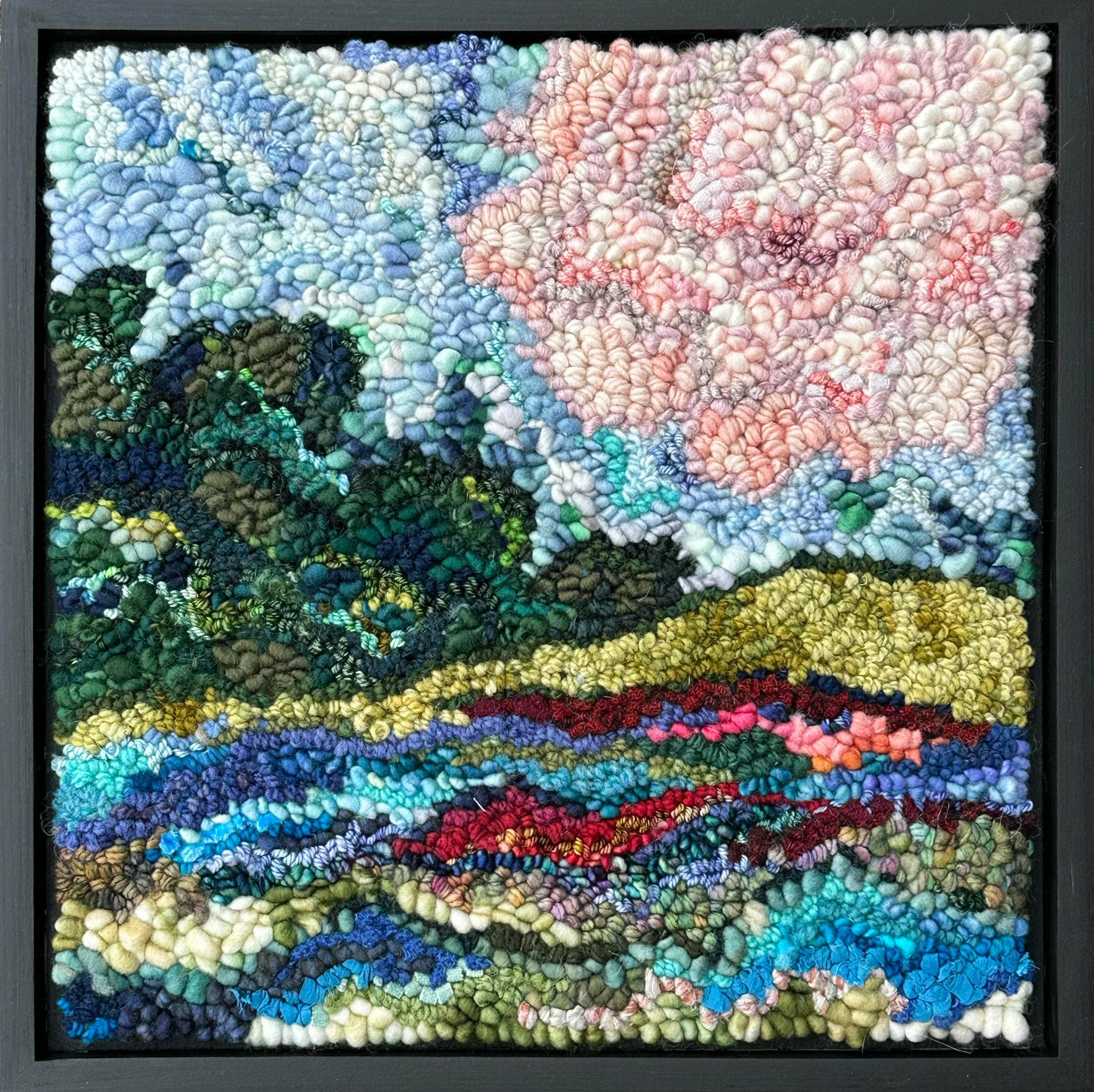 Rugs for sale Peony in the Sky 14" x 14.25" Framed