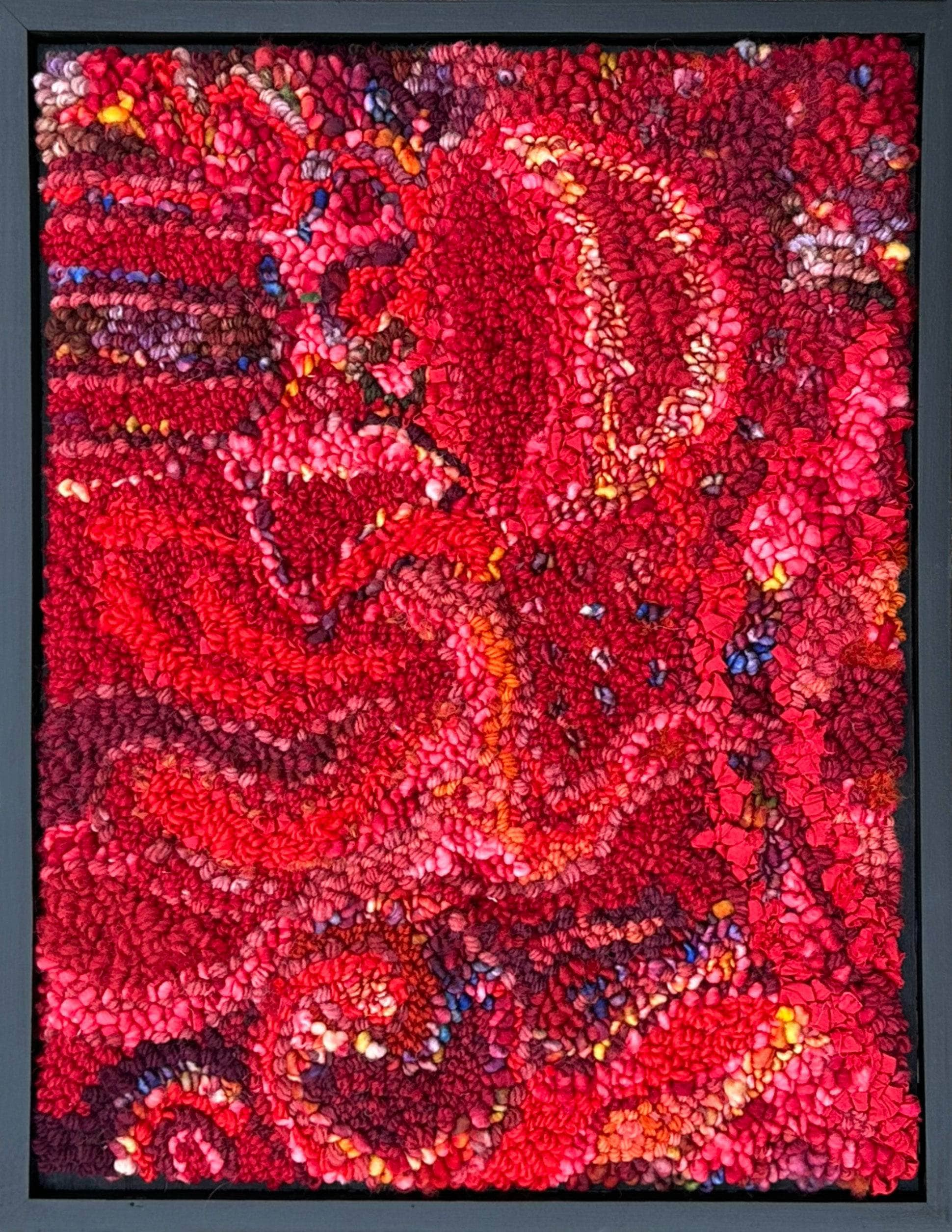 update alt-text with template Red Moon Rising 14" x 18.5" Framed-Rugs for sale-Deanne Fitzpatrick Rug Hooking Studio-Rug Hooking Kit -Rug Hooking Pattern -Rug Hooking -Deanne Fitzpatrick Rug Hooking Studio -Is rug hooking the same as punch needle?