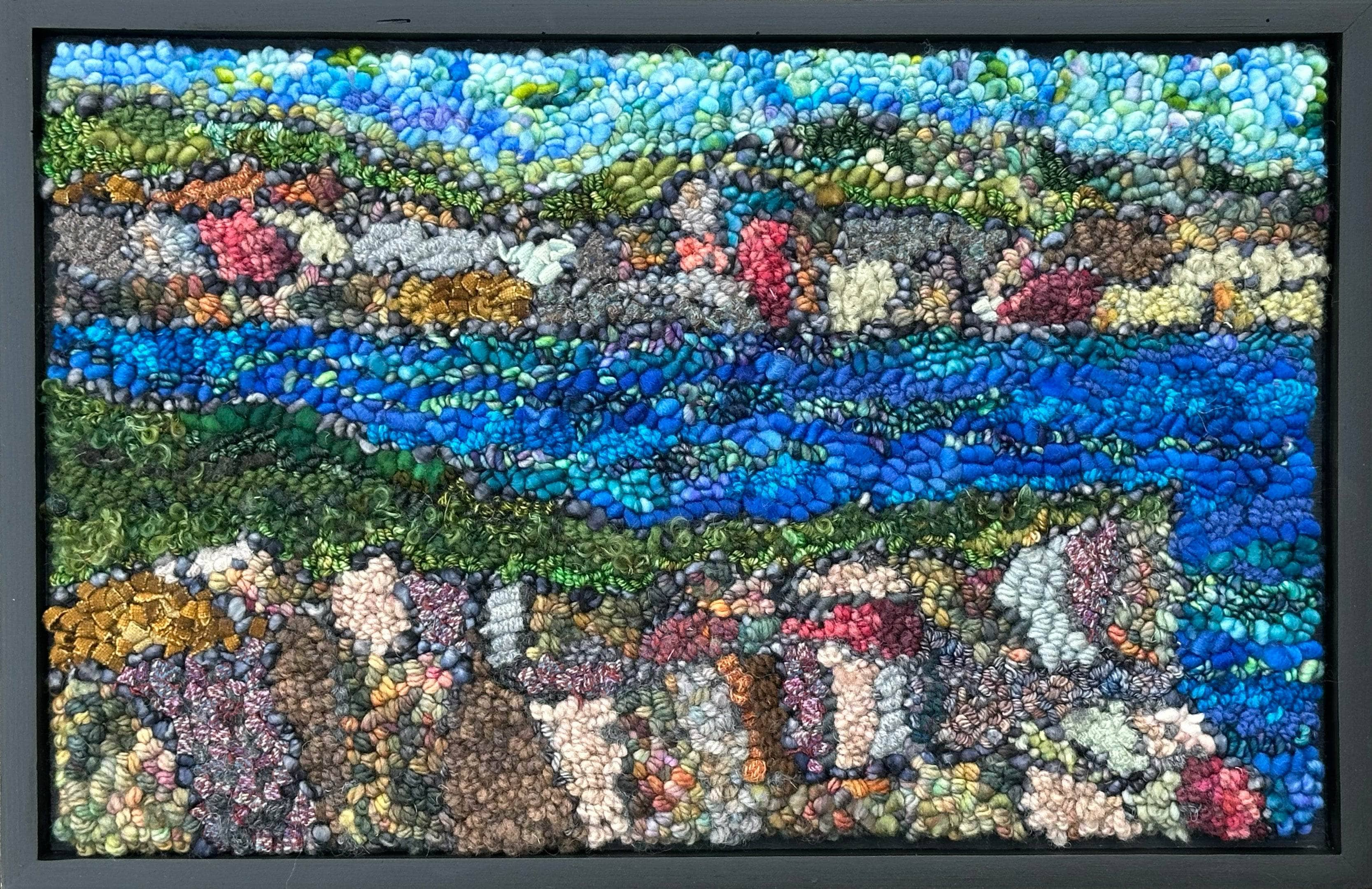 update alt-text with template Rose Stone Cove 12" x 18.5" Framed-Rugs for sale-Deanne Fitzpatrick Rug Hooking Studio-Rug Hooking Kit -Rug Hooking Pattern -Rug Hooking -Deanne Fitzpatrick Rug Hooking Studio -Is rug hooking the same as punch needle?