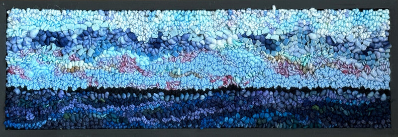 update alt-text with template Sea and Sky Forever, 21" x 7" Framed-Rugs for sale-Deanne Fitzpatrick Rug Hooking Studio-Rug Hooking Kit -Rug Hooking Pattern -Rug Hooking -Deanne Fitzpatrick Rug Hooking Studio -Is rug hooking the same as punch needle?