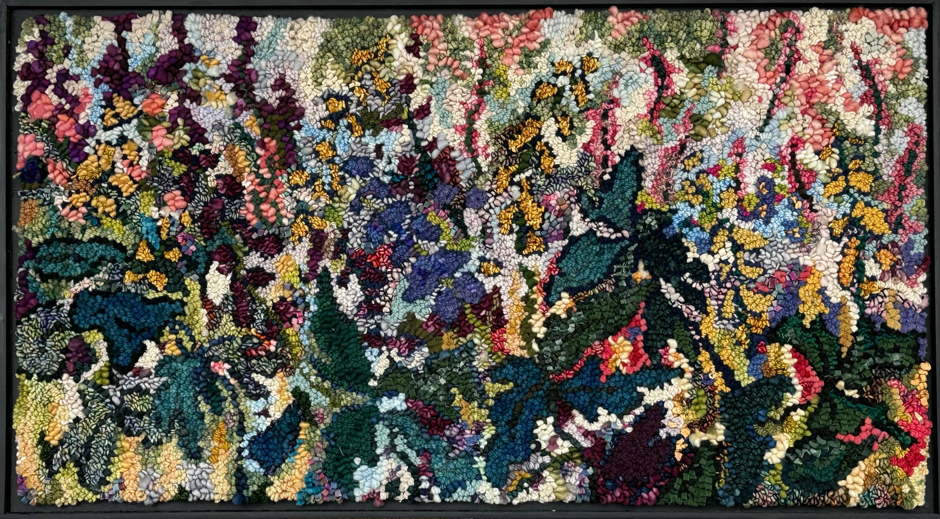 update alt-text with template Spring Into Being 33" x 19" Framed-Rugs for sale-Deanne Fitzpatrick Rug Hooking Studio-Rug Hooking Kit -Rug Hooking Pattern -Rug Hooking -Deanne Fitzpatrick Rug Hooking Studio -Is rug hooking the same as punch needle?