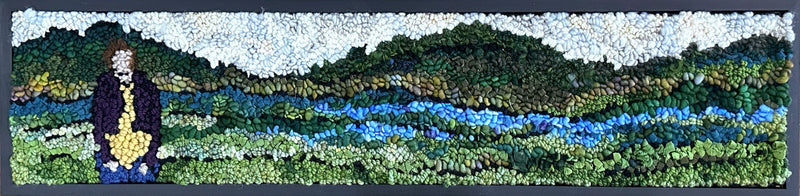 update alt-text with template Standing Near the River, 30" x 7.5" Framed-Rugs for sale-Deanne Fitzpatrick Rug Hooking Studio-Rug Hooking Kit -Rug Hooking Pattern -Rug Hooking -Deanne Fitzpatrick Rug Hooking Studio -Is rug hooking the same as punch needle?