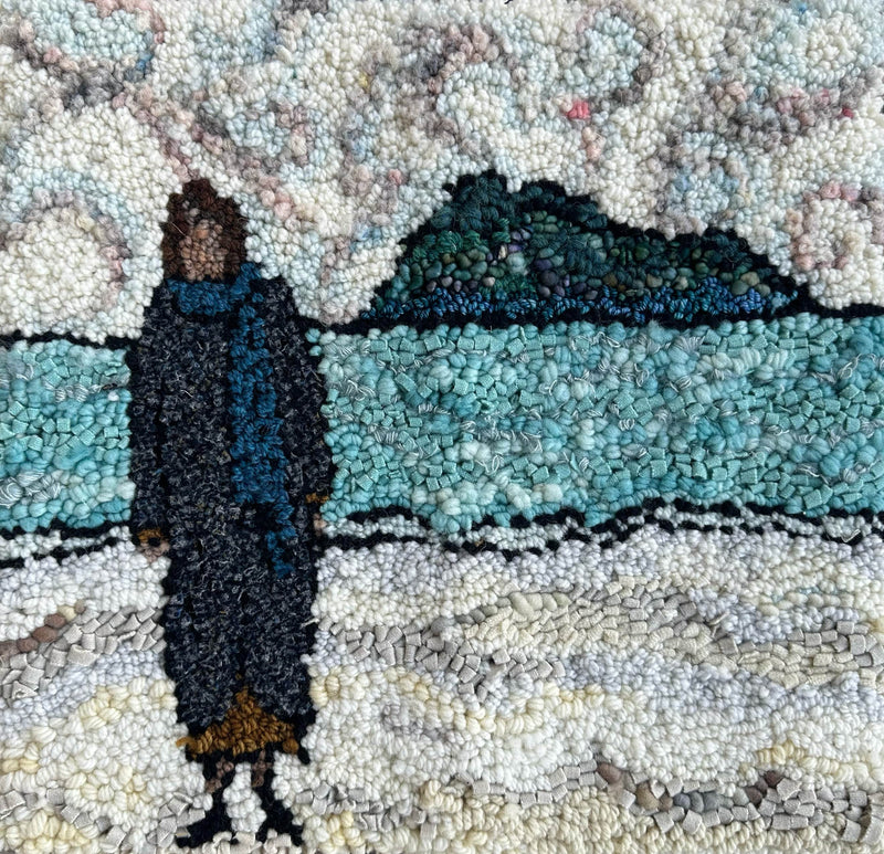 update alt-text with template Standing on Frozen Ground, 17" x 17" Framed-Rugs for sale-Deanne Fitzpatrick Rug Hooking Studio-Rug Hooking Kit -Rug Hooking Pattern -Rug Hooking -Deanne Fitzpatrick Rug Hooking Studio -Is rug hooking the same as punch needle?