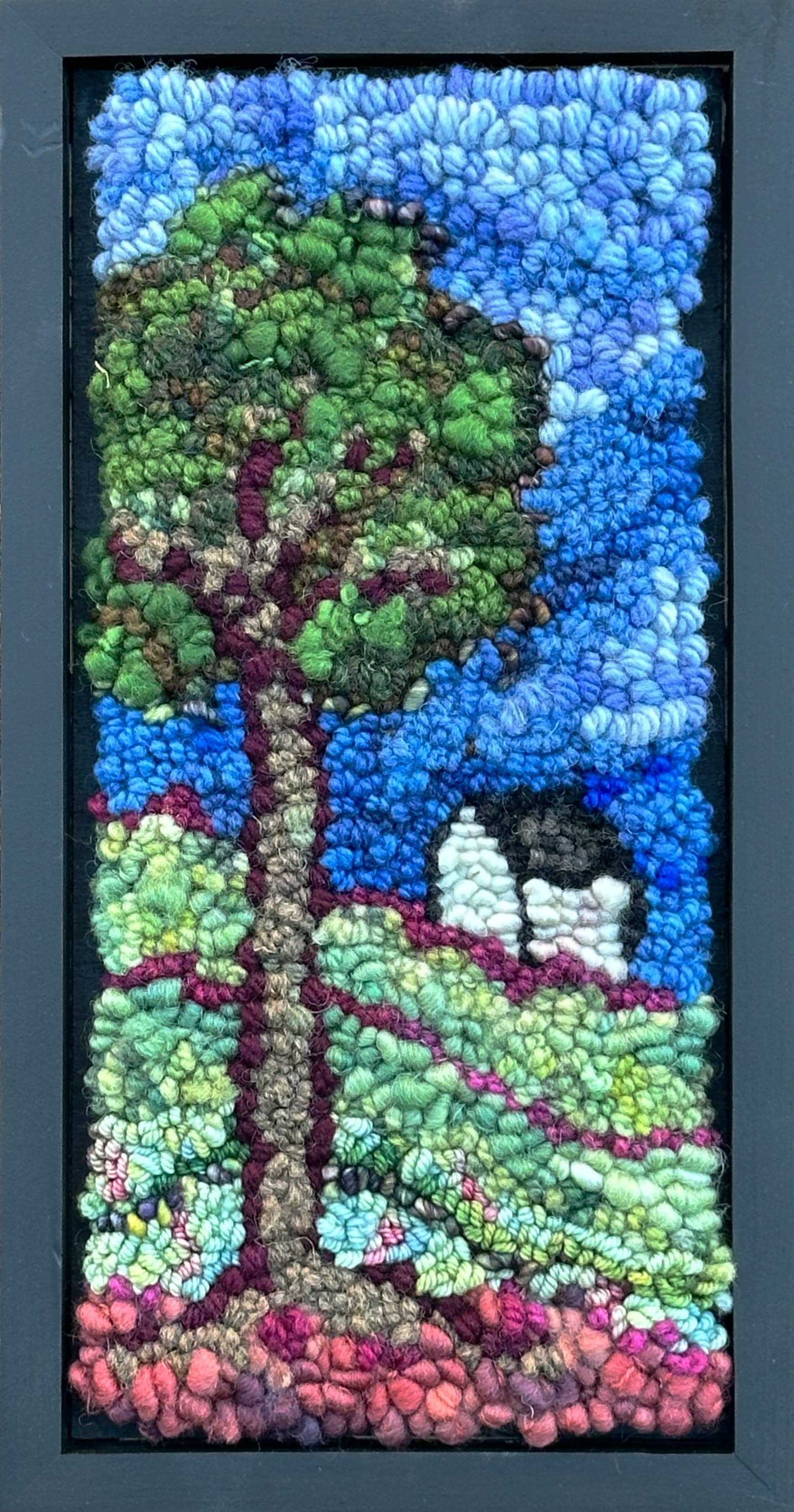update alt-text with template The Only Tree 6.5" x 12.5" Framed-Rugs for sale-Deanne Fitzpatrick Rug Hooking Studio-Rug Hooking Kit -Rug Hooking Pattern -Rug Hooking -Deanne Fitzpatrick Rug Hooking Studio -Is rug hooking the same as punch needle?