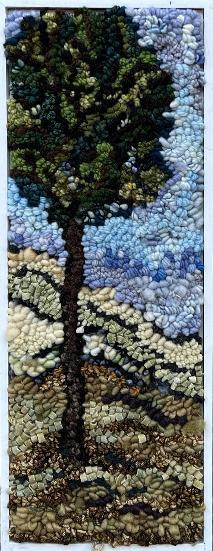 update alt-text with template Tree standing 18" x 7" Framed-Rugs for sale-Deanne Fitzpatrick Rug Hooking Studio-Rug Hooking Kit -Rug Hooking Pattern -Rug Hooking -Deanne Fitzpatrick Rug Hooking Studio -Is rug hooking the same as punch needle?