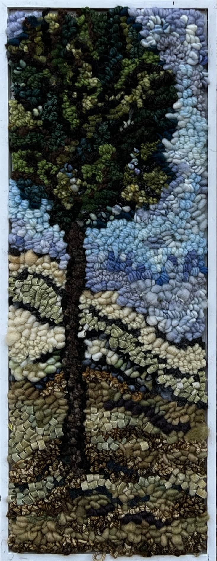 update alt-text with template Tree standing 18" x 7" Framed-Rugs for sale-Deanne Fitzpatrick Rug Hooking Studio-Rug Hooking Kit -Rug Hooking Pattern -Rug Hooking -Deanne Fitzpatrick Rug Hooking Studio -Is rug hooking the same as punch needle?