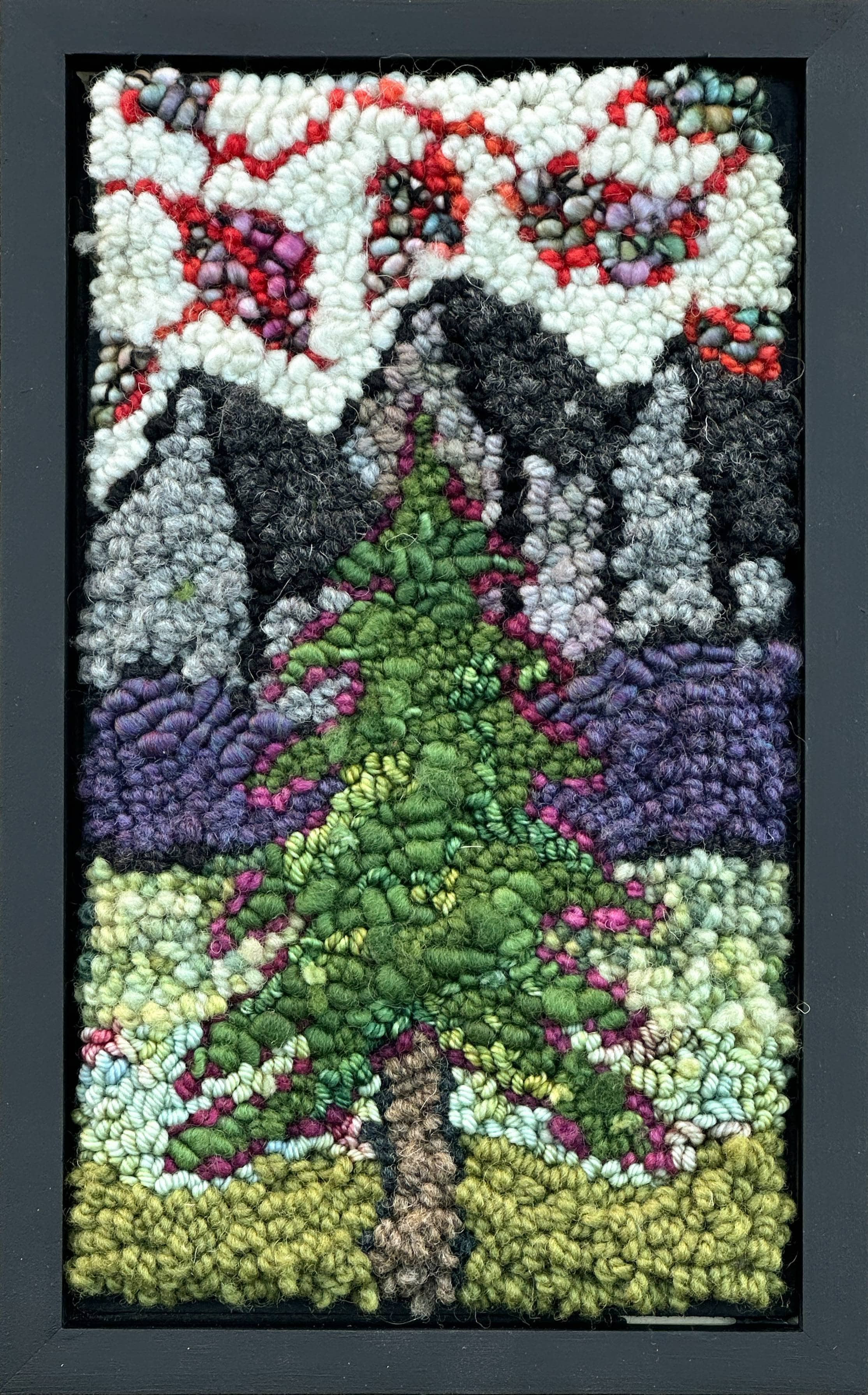 update alt-text with template Tree Under the Leafy Sky 7" x 11" Framed-Rugs for sale-Deanne Fitzpatrick Rug Hooking Studio-Rug Hooking Kit -Rug Hooking Pattern -Rug Hooking -Deanne Fitzpatrick Rug Hooking Studio -Is rug hooking the same as punch needle?