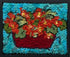 update alt-text with template Turquoise pot orange flowers 12 1/4" x 10" Framed-Rugs for sale-Deanne Fitzpatrick Rug Hooking Studio-Rug Hooking Kit -Rug Hooking Pattern -Rug Hooking -Deanne Fitzpatrick Rug Hooking Studio -Is rug hooking the same as punch needle?