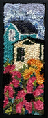 update alt-text with template Village Flowers 18" x 7 1/4" Framed-Rugs for sale-Deanne Fitzpatrick Rug Hooking Studio-Rug Hooking Kit -Rug Hooking Pattern -Rug Hooking -Deanne Fitzpatrick Rug Hooking Studio -Is rug hooking the same as punch needle?