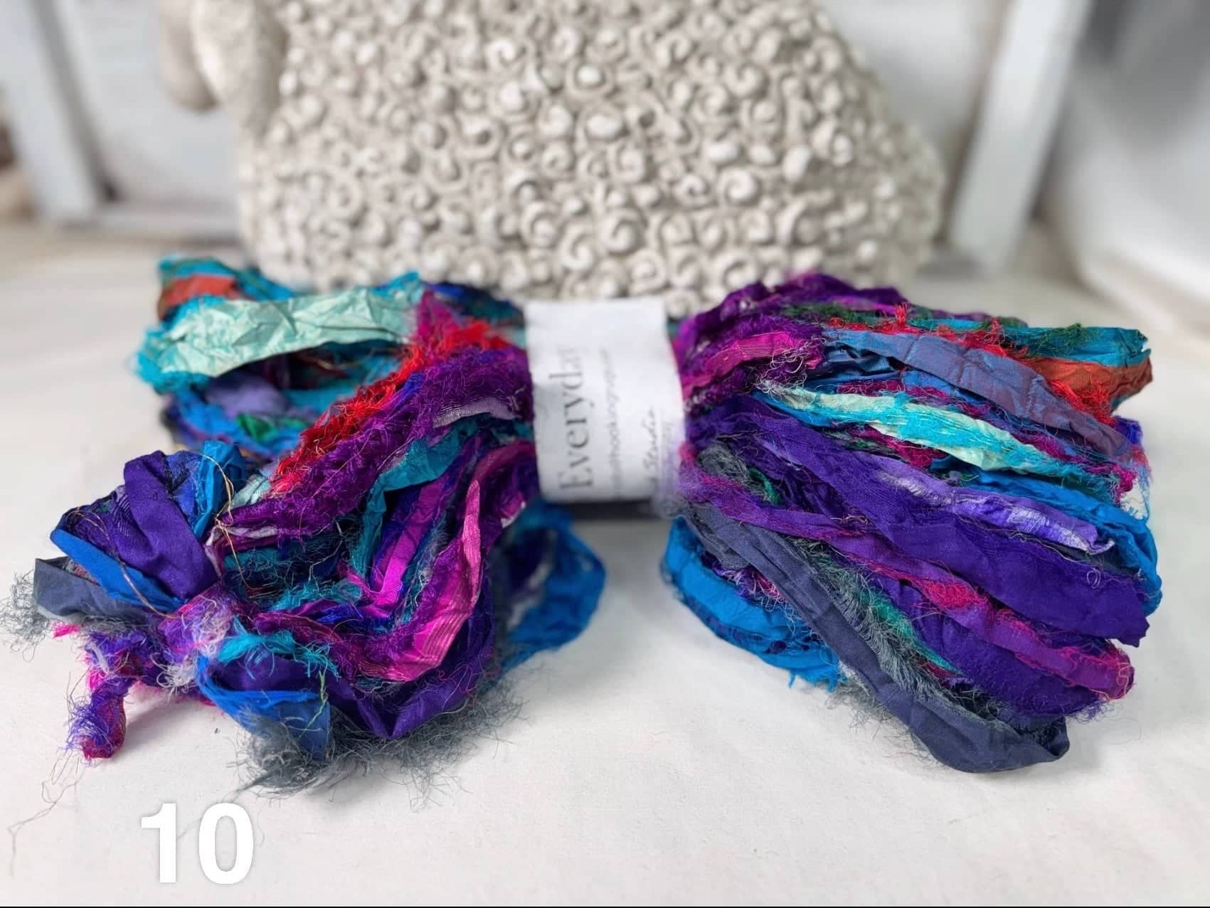 update alt-text with template Ragged Sari Silk Wreath: 4 Colours Of Your Choice-Silk-vendor-unknown-Rug Hooking Kit -Rug Hooking Pattern -Rug Hooking -Deanne Fitzpatrick Rug Hooking Studio -Is rug hooking the same as punch needle?