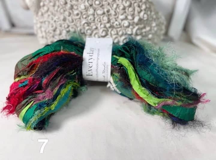 update alt-text with template Ragged Sari Silk Wreath: 4 Colours Of Your Choice-Silk-vendor-unknown-Rug Hooking Kit -Rug Hooking Pattern -Rug Hooking -Deanne Fitzpatrick Rug Hooking Studio -Is rug hooking the same as punch needle?
