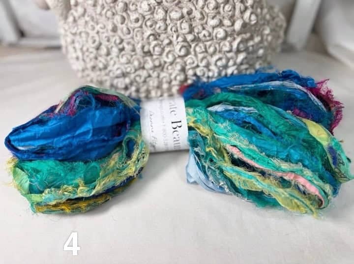 update alt-text with template Ragged Sari Silk Wreath: 4 Colours Of Your Choice-Silk-vendor-unknown-Rug Hooking Kit -Rug Hooking Pattern -Rug Hooking -Deanne Fitzpatrick Rug Hooking Studio -Is rug hooking the same as punch needle?