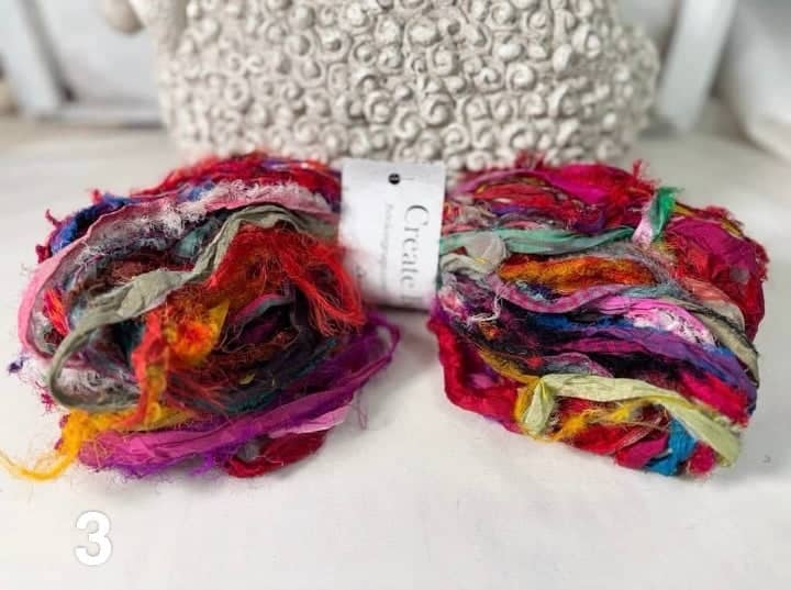 update alt-text with template Ragged Sari Silk Wreath: 4 Colours Of Your Choice-Silk-vendor-unknown-Rug Hooking Kit -Rug Hooking Pattern -Rug Hooking -Deanne Fitzpatrick Rug Hooking Studio -Is rug hooking the same as punch needle?
