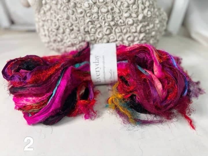 update alt-text with template Ragged Sari Silk Wreath: 4 Colours Of Your Choice-Silk-vendor-unknown-Rug Hooking Kit -Rug Hooking Pattern -Rug Hooking -Deanne Fitzpatrick Rug Hooking Studio -Is rug hooking the same as punch needle?