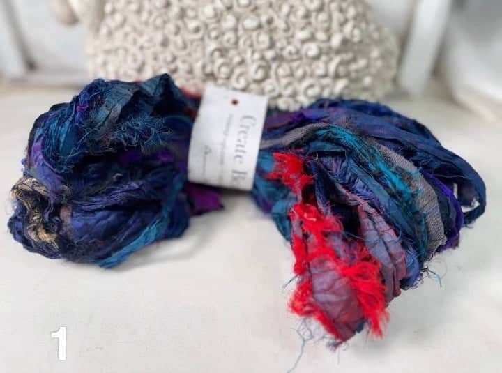 update alt-text with template Ragged Sari Silk Wreath: 4 Colours Of Your Choice-Silk-vendor-unknown-Rug Hooking Kit -Rug Hooking Pattern -Rug Hooking -Deanne Fitzpatrick Rug Hooking Studio -Is rug hooking the same as punch needle?