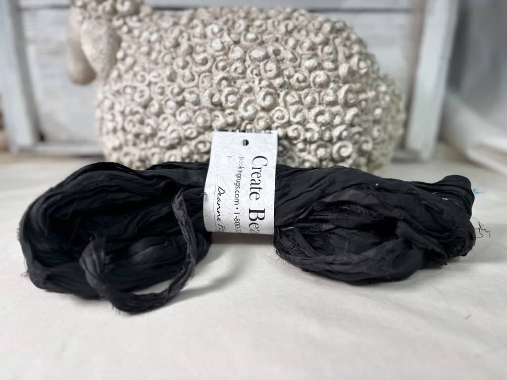 update alt-text with template Sari Silk Solids - Black-Silk-vendor-unknown-Rug Hooking Kit -Rug Hooking Pattern -Rug Hooking -Deanne Fitzpatrick Rug Hooking Studio -Is rug hooking the same as punch needle?