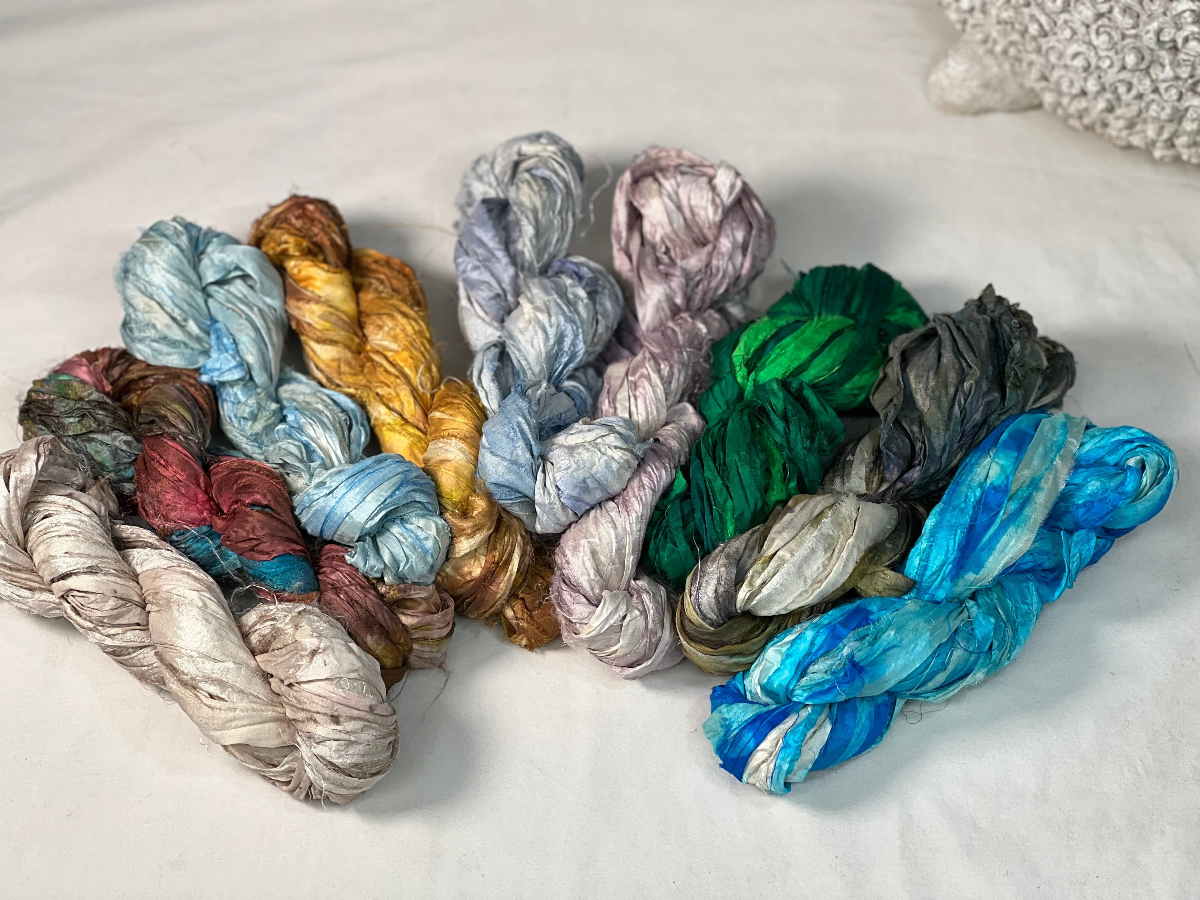 update alt-text with template Sari Silk Wreath: 3 colours of your choice-Silk-vendor-unknown-Rug Hooking Kit -Rug Hooking Pattern -Rug Hooking -Deanne Fitzpatrick Rug Hooking Studio -Is rug hooking the same as punch needle?