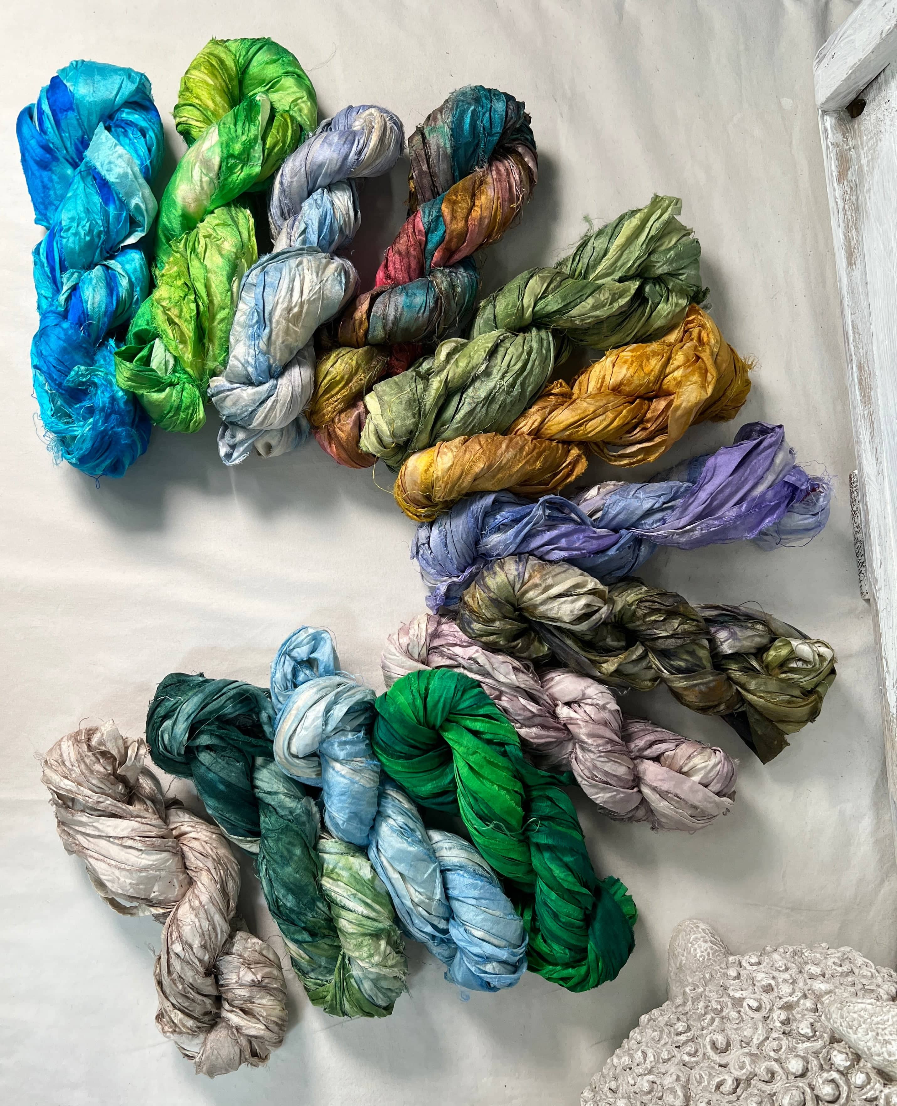 update alt-text with template Sari Silk Wreath: 3 colours of your choice-Silk-vendor-unknown-Rug Hooking Kit -Rug Hooking Pattern -Rug Hooking -Deanne Fitzpatrick Rug Hooking Studio -Is rug hooking the same as punch needle?