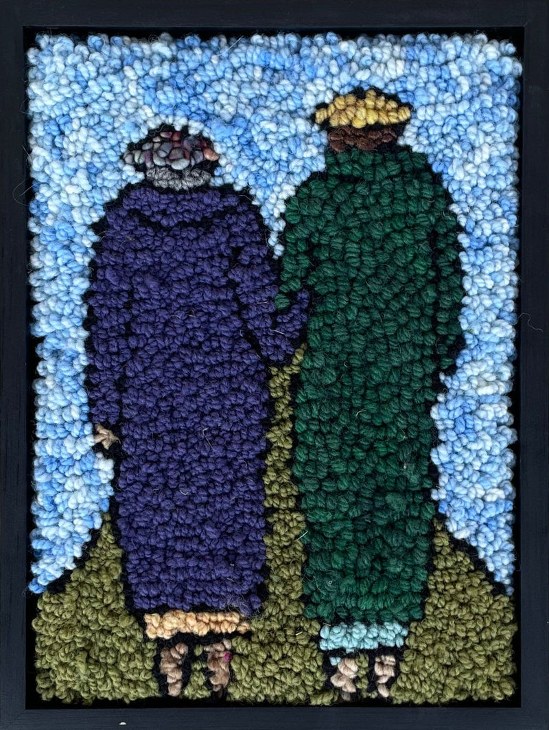 update alt-text with template Study for Two Friends 10" x 13" Framed-Deanne Fitzpatrick Rug Hooking Studio-Rug Hooking Kit -Rug Hooking Pattern -Rug Hooking -Deanne Fitzpatrick Rug Hooking Studio -Is rug hooking the same as punch needle?