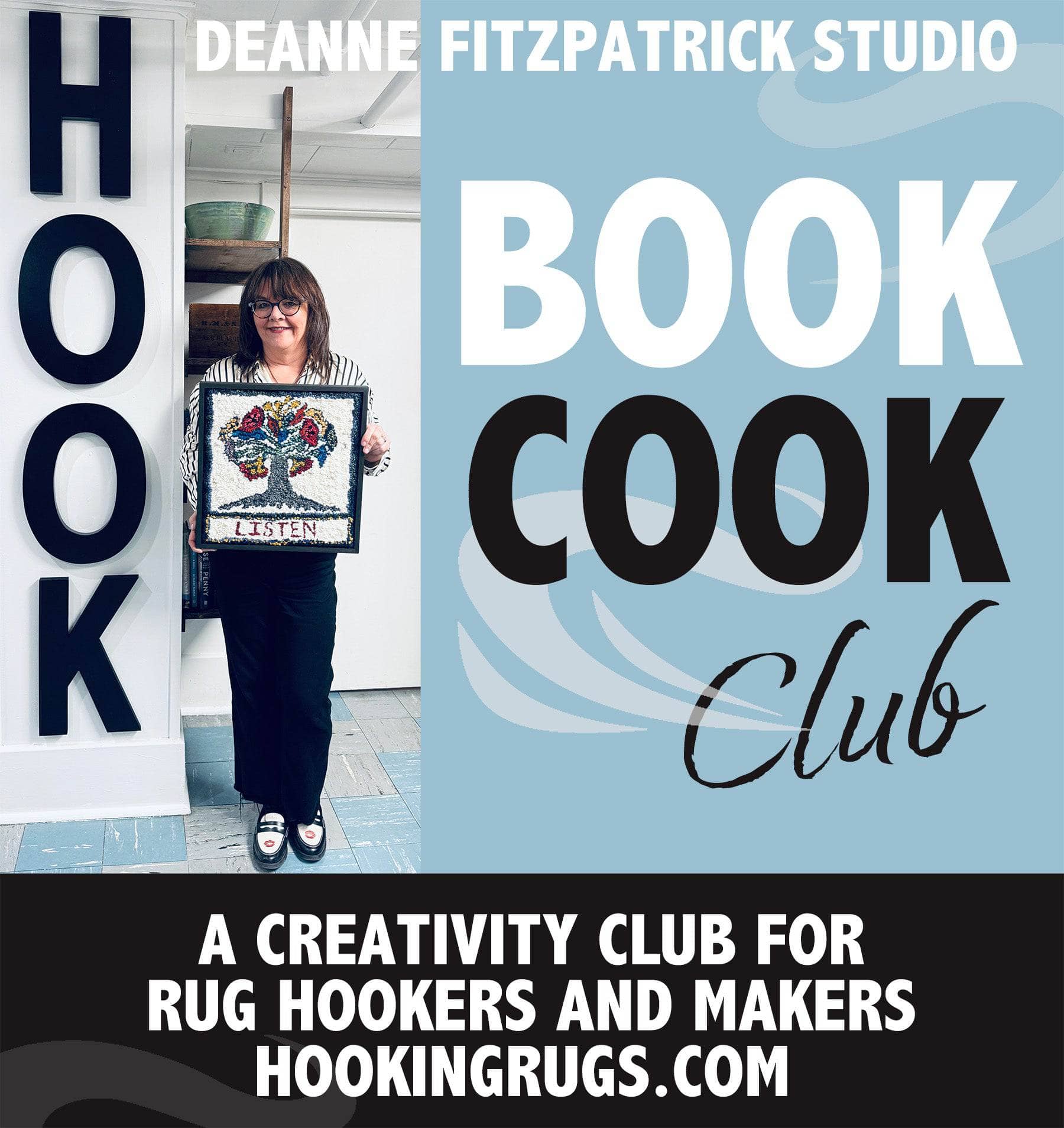 update alt-text with template The Deanne Fitzpatrick Studio Hook Book Cook Club-Deanne Fitzpatrick Rug Hooking Studio-Rug Hooking Kit -Rug Hooking Pattern -Rug Hooking -Deanne Fitzpatrick Rug Hooking Studio -Is rug hooking the same as punch needle?