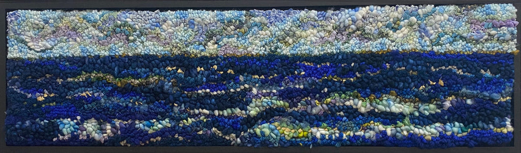 update alt-text with template The Rolling Sea 32" x 9.5" Framed-Deanne Fitzpatrick Rug Hooking Studio-Rug Hooking Kit -Rug Hooking Pattern -Rug Hooking -Deanne Fitzpatrick Rug Hooking Studio -Is rug hooking the same as punch needle?