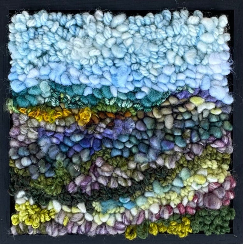 update alt-text with template Tiny Landscape #5 6" x 6" Framed-Deanne Fitzpatrick Rug Hooking Studio-Rug Hooking Kit -Rug Hooking Pattern -Rug Hooking -Deanne Fitzpatrick Rug Hooking Studio -Is rug hooking the same as punch needle?