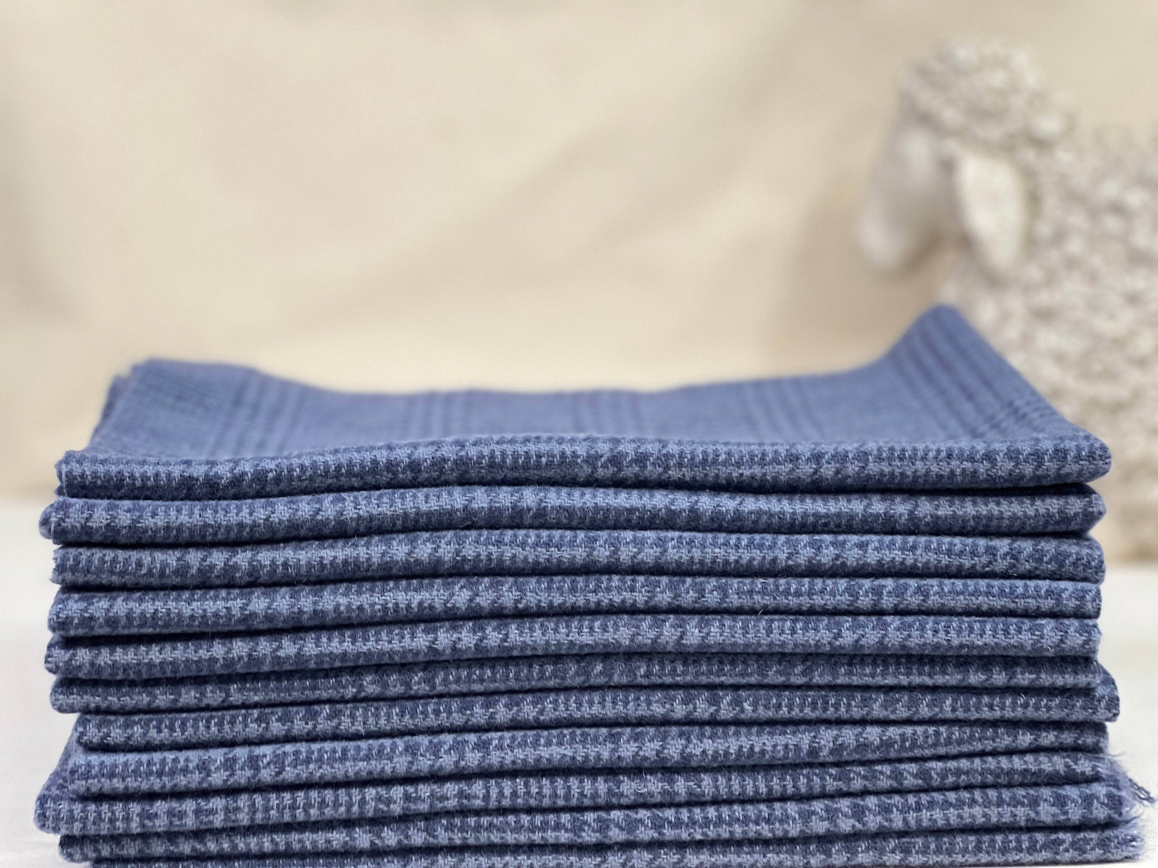 Wool $14 Wool Cloth Swatch - Blue Houndstooth