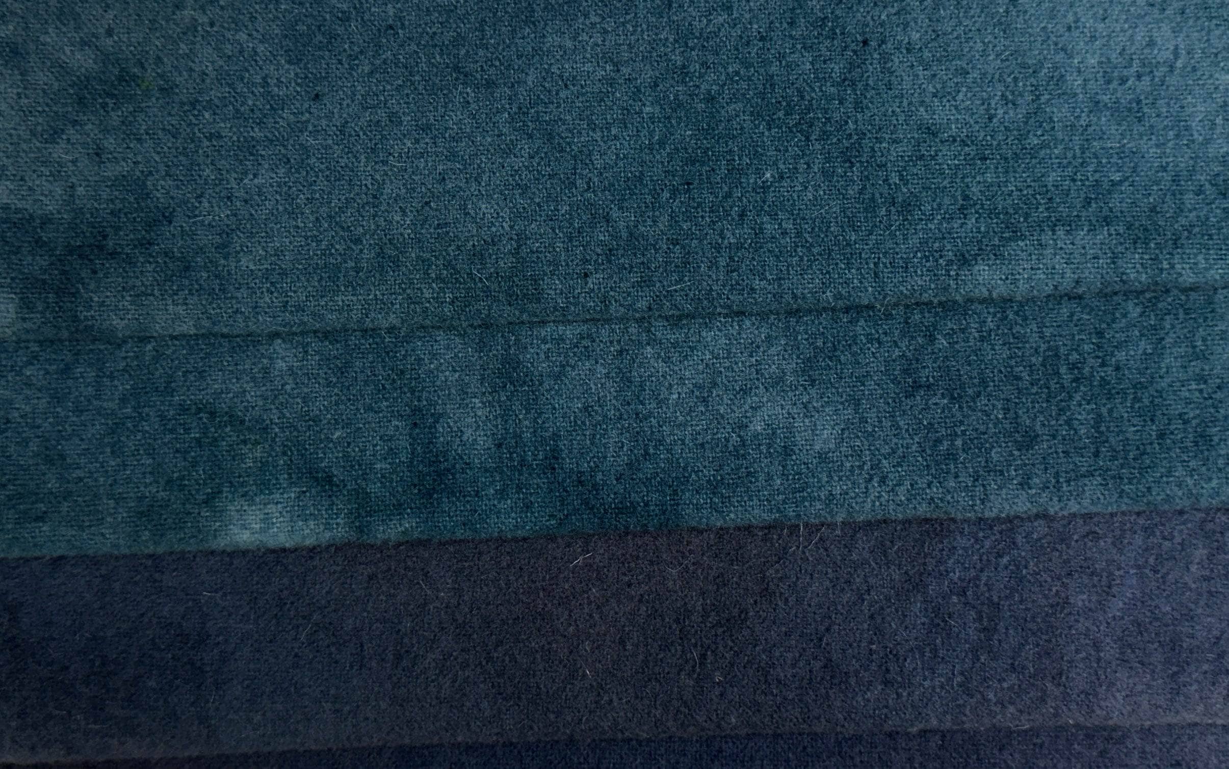 update alt-text with template $3 Hand-Dyed Wool Swatch - Shades of Lagoon-Wool-Deanne Fitzpatrick Studio-Rug Hooking Kit -Rug Hooking Pattern -Rug Hooking -Deanne Fitzpatrick Rug Hooking Studio -Is rug hooking the same as punch needle?