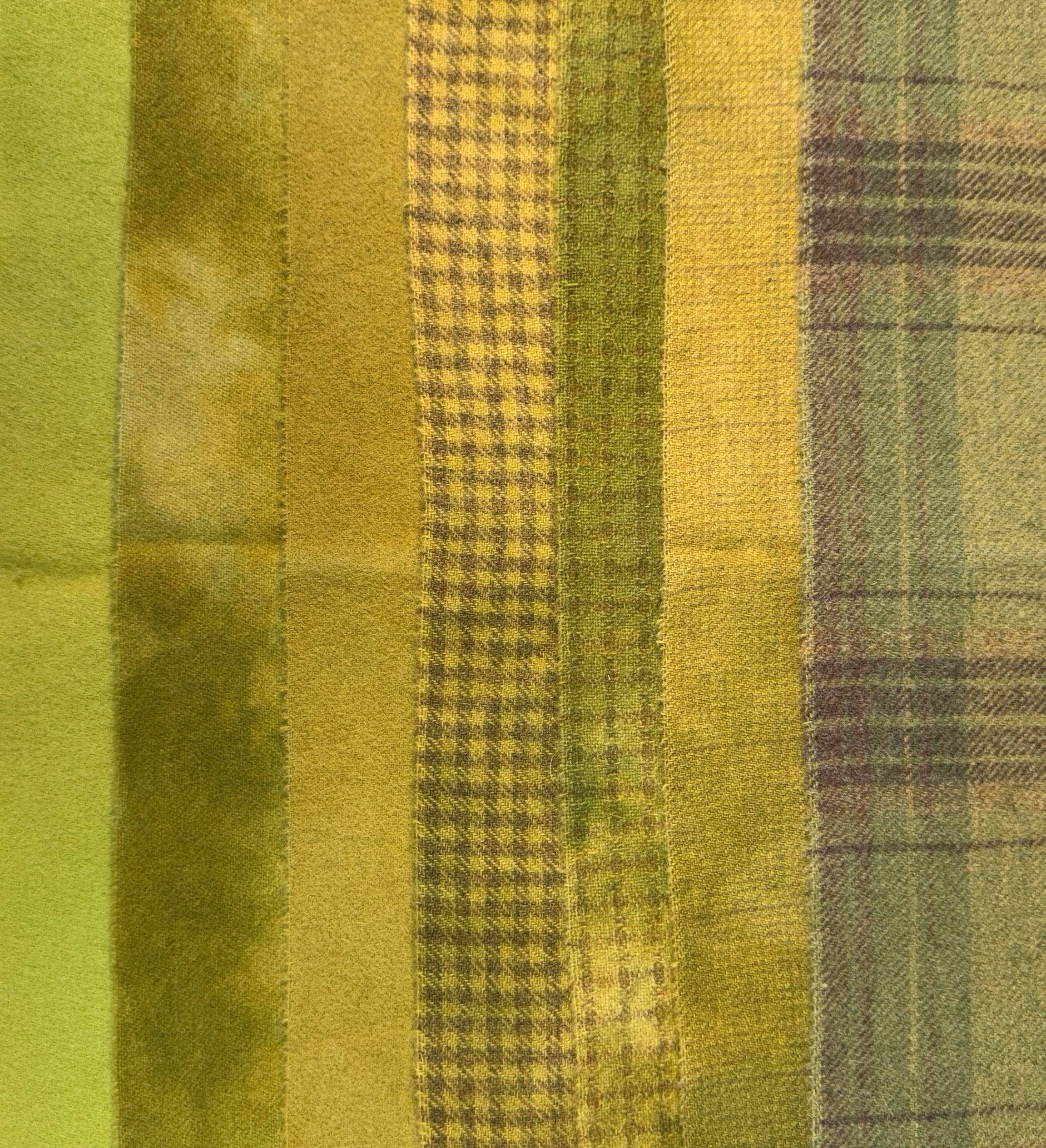 update alt-text with template $5 Hand-Dyed Wool Swatch - Shades of Leaves Green-Wool-Deanne Fitzpatrick Studio-Rug Hooking Kit -Rug Hooking Pattern -Rug Hooking -Deanne Fitzpatrick Rug Hooking Studio -Is rug hooking the same as punch needle?