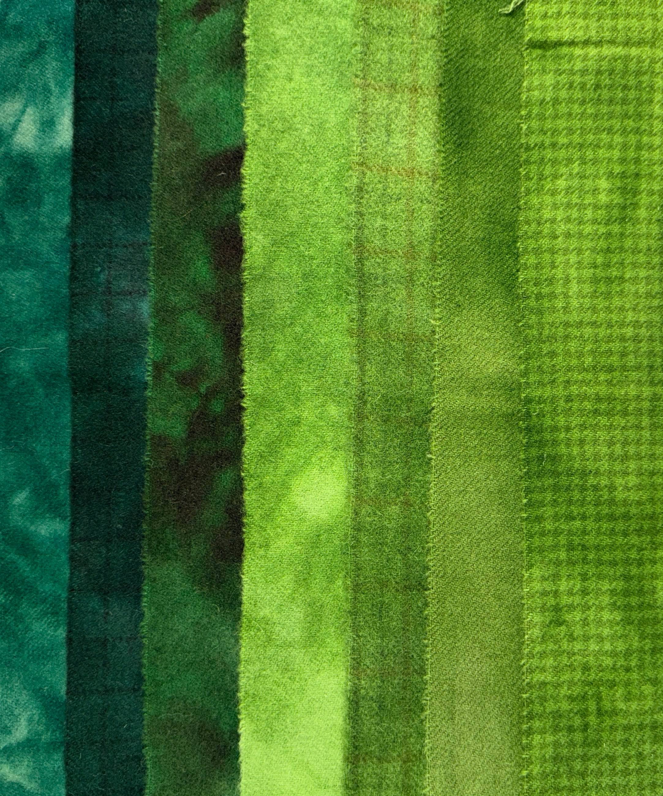 update alt-text with template $5 Hand-Dyed Wool Swatch - Shades of Medium Green (Copy)-Wool-Deanne Fitzpatrick Studio-Rug Hooking Kit -Rug Hooking Pattern -Rug Hooking -Deanne Fitzpatrick Rug Hooking Studio -Is rug hooking the same as punch needle?