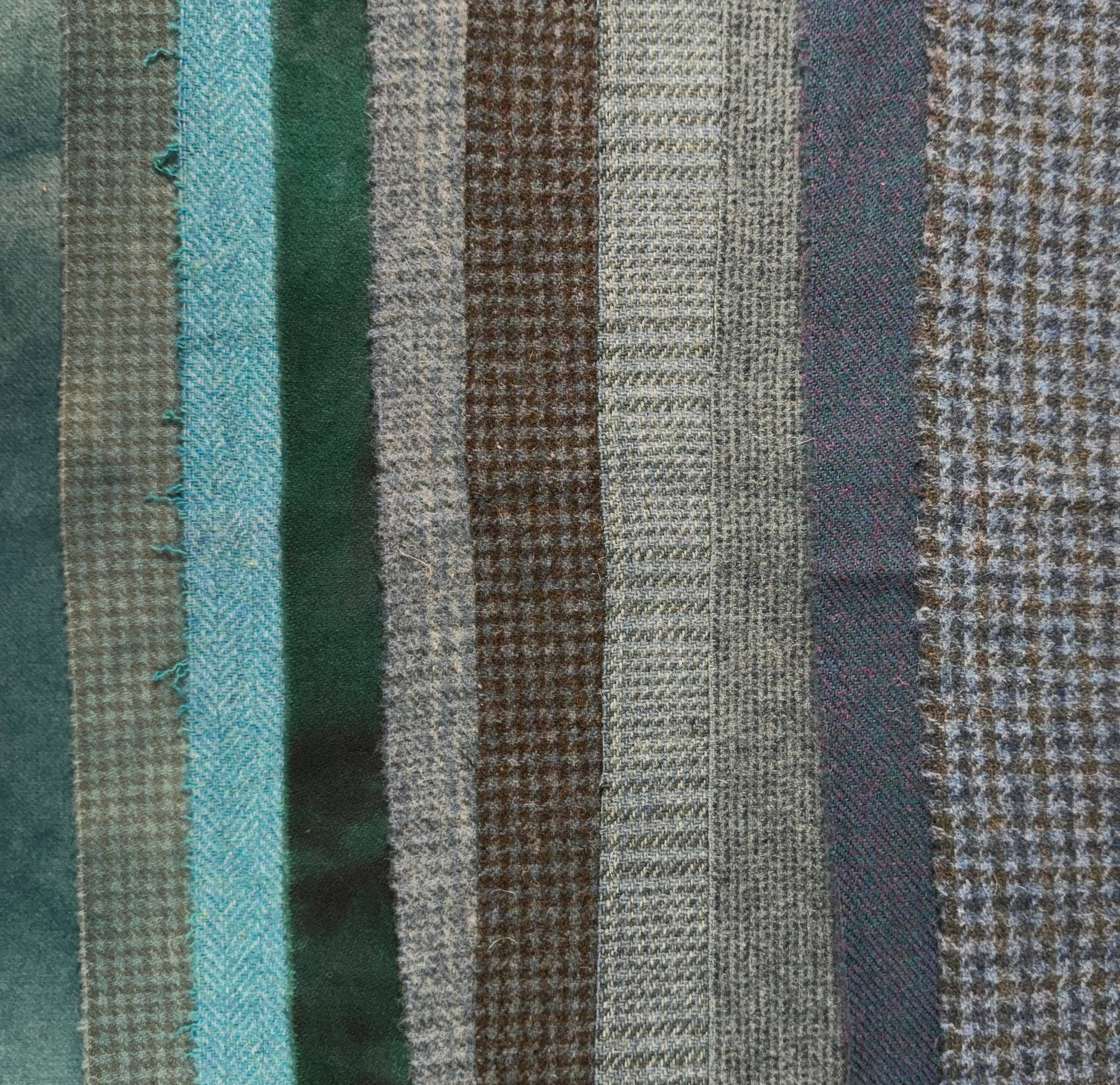 update alt-text with template $5 Hand-Dyed Wool Swatch - Shades of Rainy Evening-Wool-Deanne Fitzpatrick Studio-Rug Hooking Kit -Rug Hooking Pattern -Rug Hooking -Deanne Fitzpatrick Rug Hooking Studio -Is rug hooking the same as punch needle?