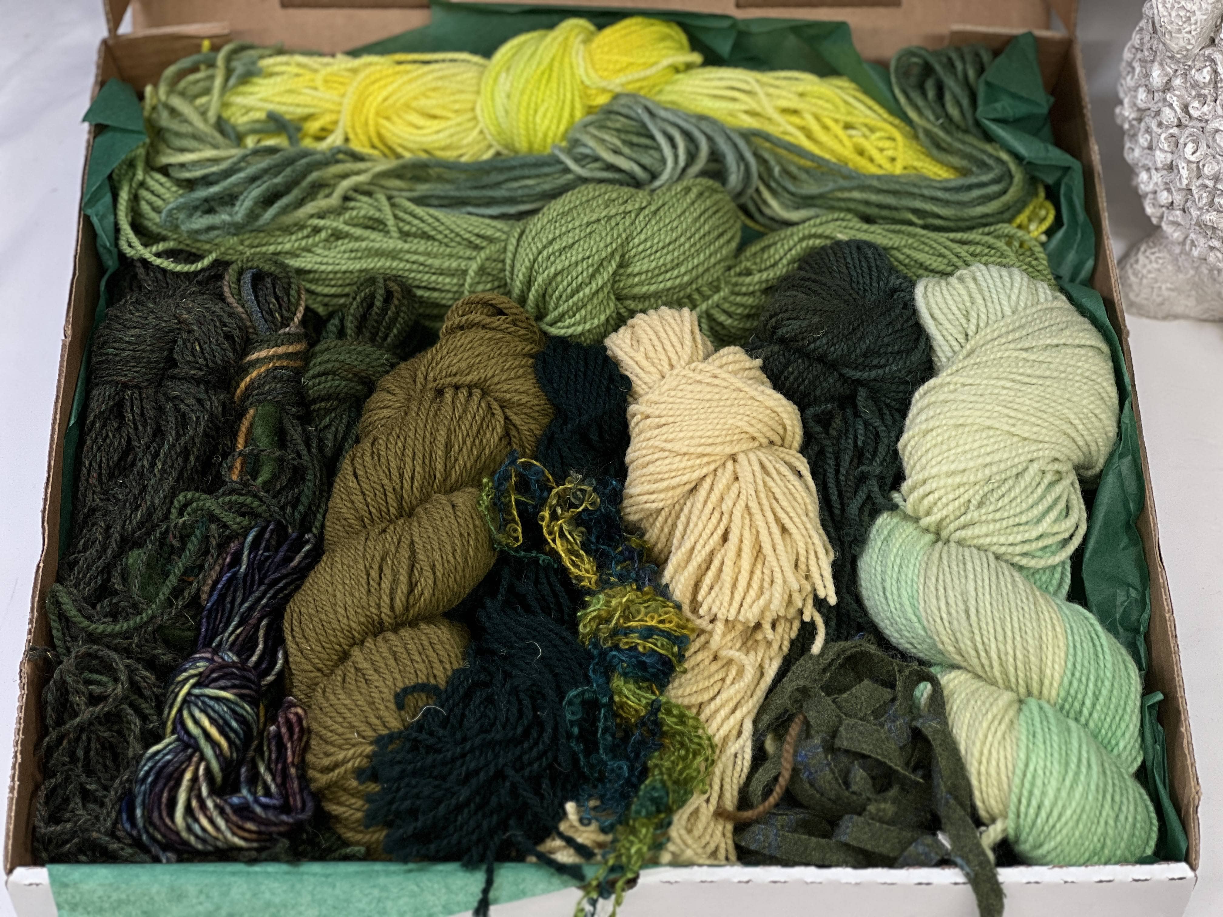 Wool Pizza Box Of Yarn - Change Of Greenery
