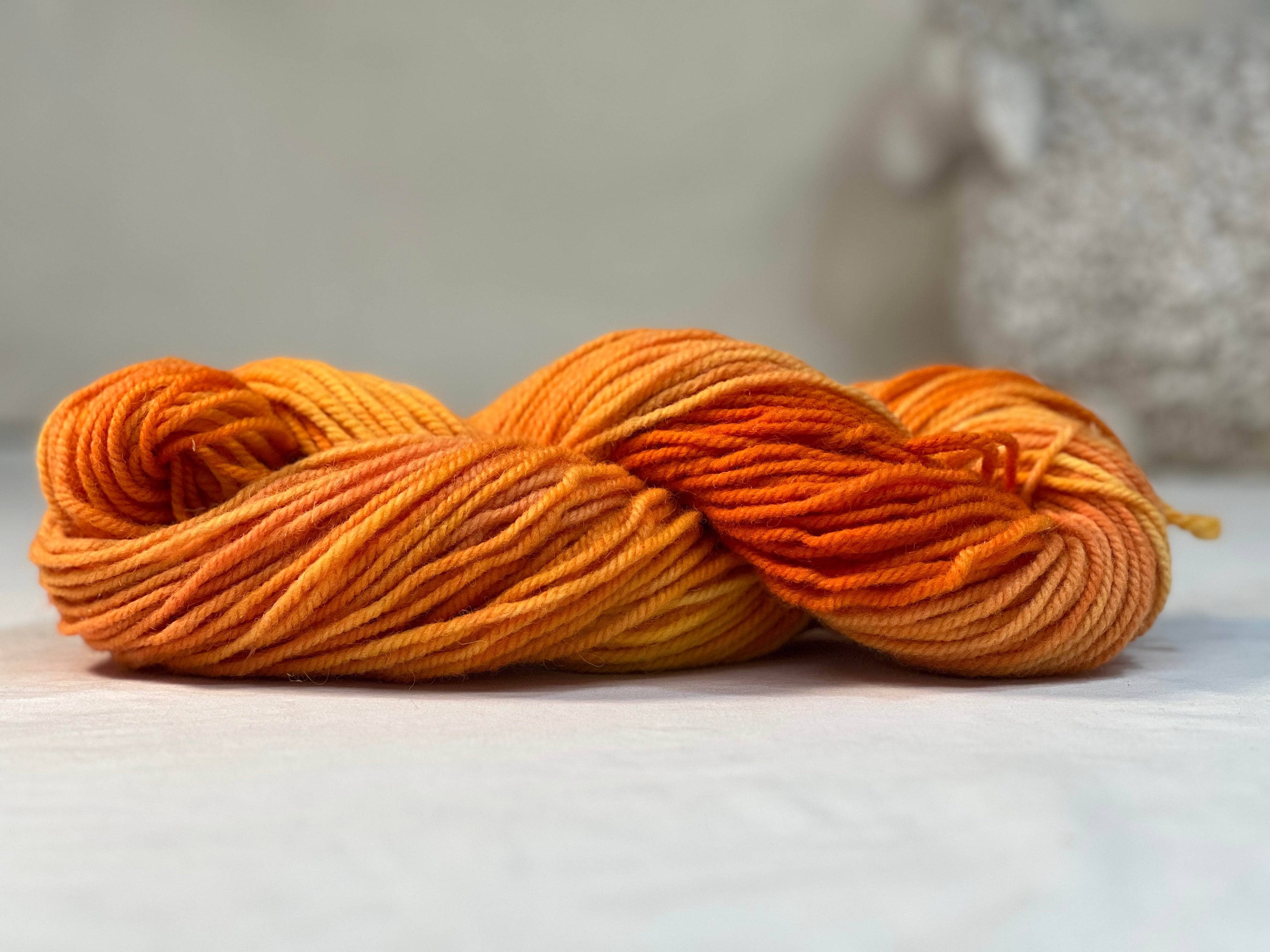 update alt-text with template Hand-dyed Studio Yarn - Crayon Orange 3 ply-Yarn-vendor-unknown-Rug Hooking Kit -Rug Hooking Pattern -Rug Hooking -Deanne Fitzpatrick Rug Hooking Studio -Is rug hooking the same as punch needle?