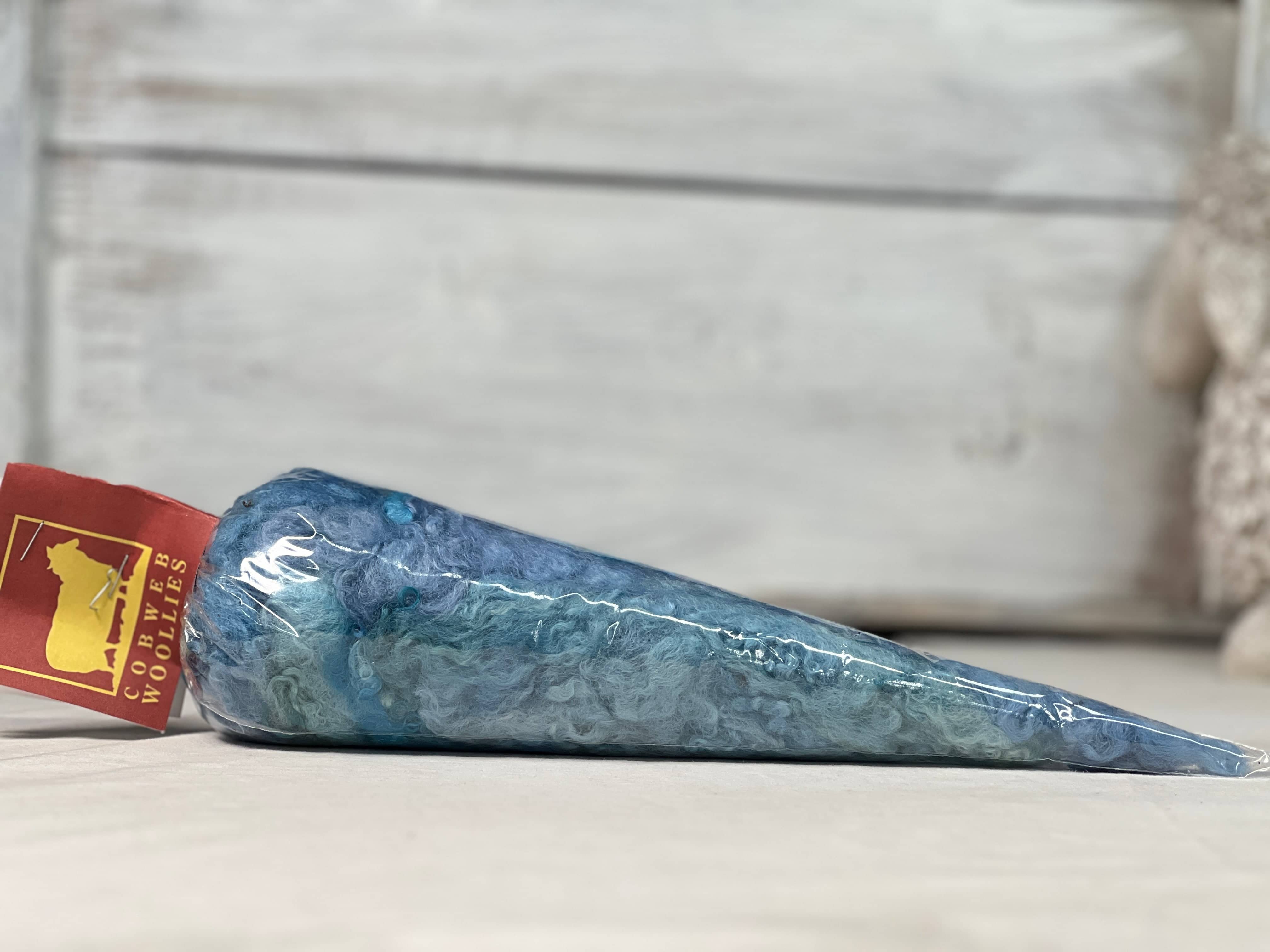 update alt-text with template Shades Of Sky Blue - Studio Hand Dyed Fleece Cone-Yarn-vendor-unknown-Rug Hooking Kit -Rug Hooking Pattern -Rug Hooking -Deanne Fitzpatrick Rug Hooking Studio -Is rug hooking the same as punch needle?