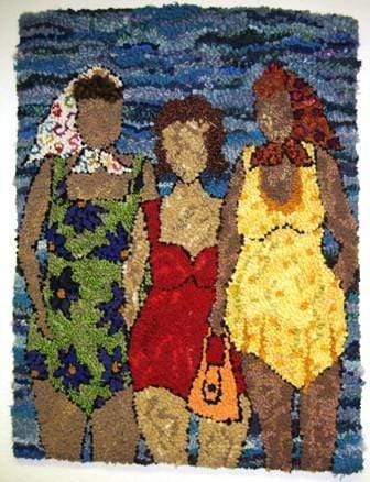 update alt-text with template Bathing Beauties 23 X 33 - Pattern (or as a Kit)-vendor-unknown-Rug Hooking Kit -Rug Hooking Pattern -Rug Hooking -Deanne Fitzpatrick Rug Hooking Studio -Is rug hooking the same as punch needle?