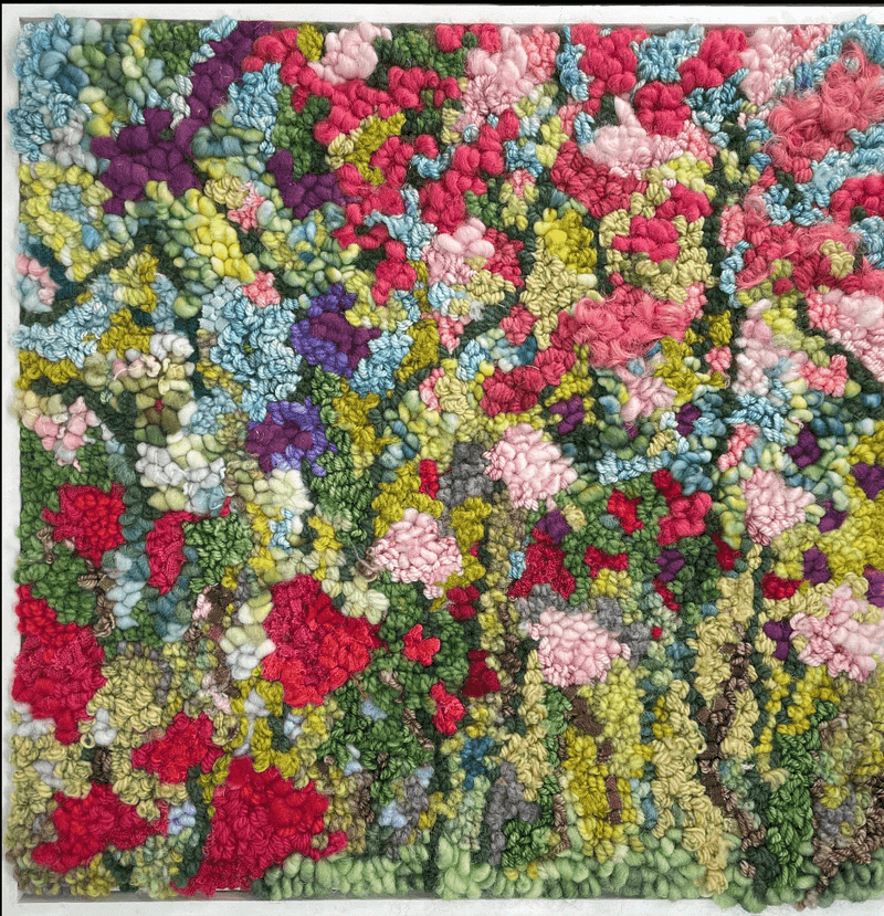 update alt-text with template Blooms and Stems 14 x 14 pattern or kit-Kits-Deanne Fitzpatrick Rug Hooking Studio-Rug Hooking Kit -Rug Hooking Pattern -Rug Hooking -Deanne Fitzpatrick Rug Hooking Studio -Is rug hooking the same as punch needle?