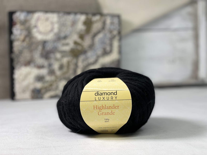 update alt-text with template Diamond Highlander Yarn 4401 - Midnight Raven-Deanne Fitzpatrick Rug Hooking Studio-Rug Hooking Kit -Rug Hooking Pattern -Rug Hooking -Deanne Fitzpatrick Rug Hooking Studio -Is rug hooking the same as punch needle?