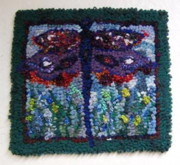 update alt-text with template Dragonfly - 12" by 14" Pattern or kit-vendor-unknown-Rug Hooking Kit -Rug Hooking Pattern -Rug Hooking -Deanne Fitzpatrick Rug Hooking Studio -Is rug hooking the same as punch needle?