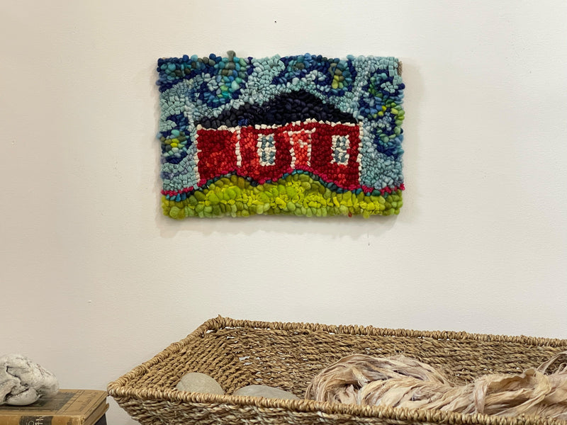 update alt-text with template Itty Bitty Red Abode 11" x 7"-Deanne Fitzpatrick Rug Hooking Studio-Rug Hooking Kit -Rug Hooking Pattern -Rug Hooking -Deanne Fitzpatrick Rug Hooking Studio -Is rug hooking the same as punch needle?